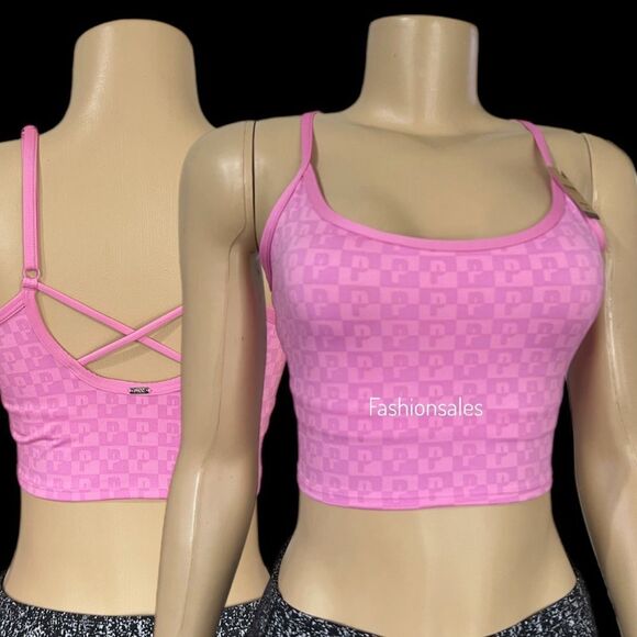 Victorias Secret Pink Active Ultimate Lined Padded Sports tank top bra pink S - Picture 5 of 7